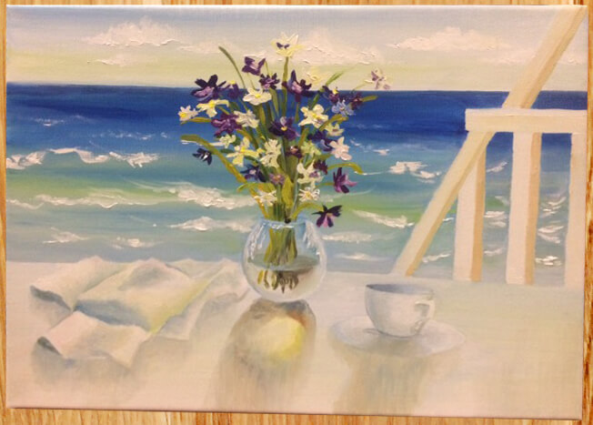 Букет у моря. Картина маслом