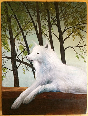 Волк. Картина маслом