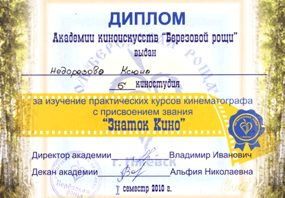 Диплом Академии киноискуств